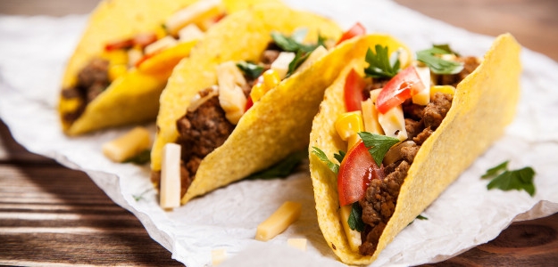 Tacos s pikantným hovädzím a zeleninou
